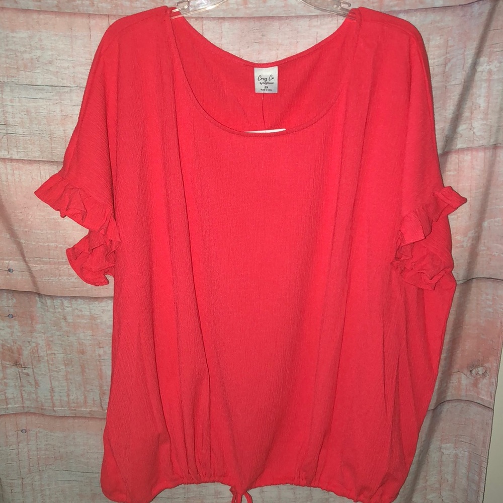 NWT flowy hot coral pink size 3x top by Cozy Casual